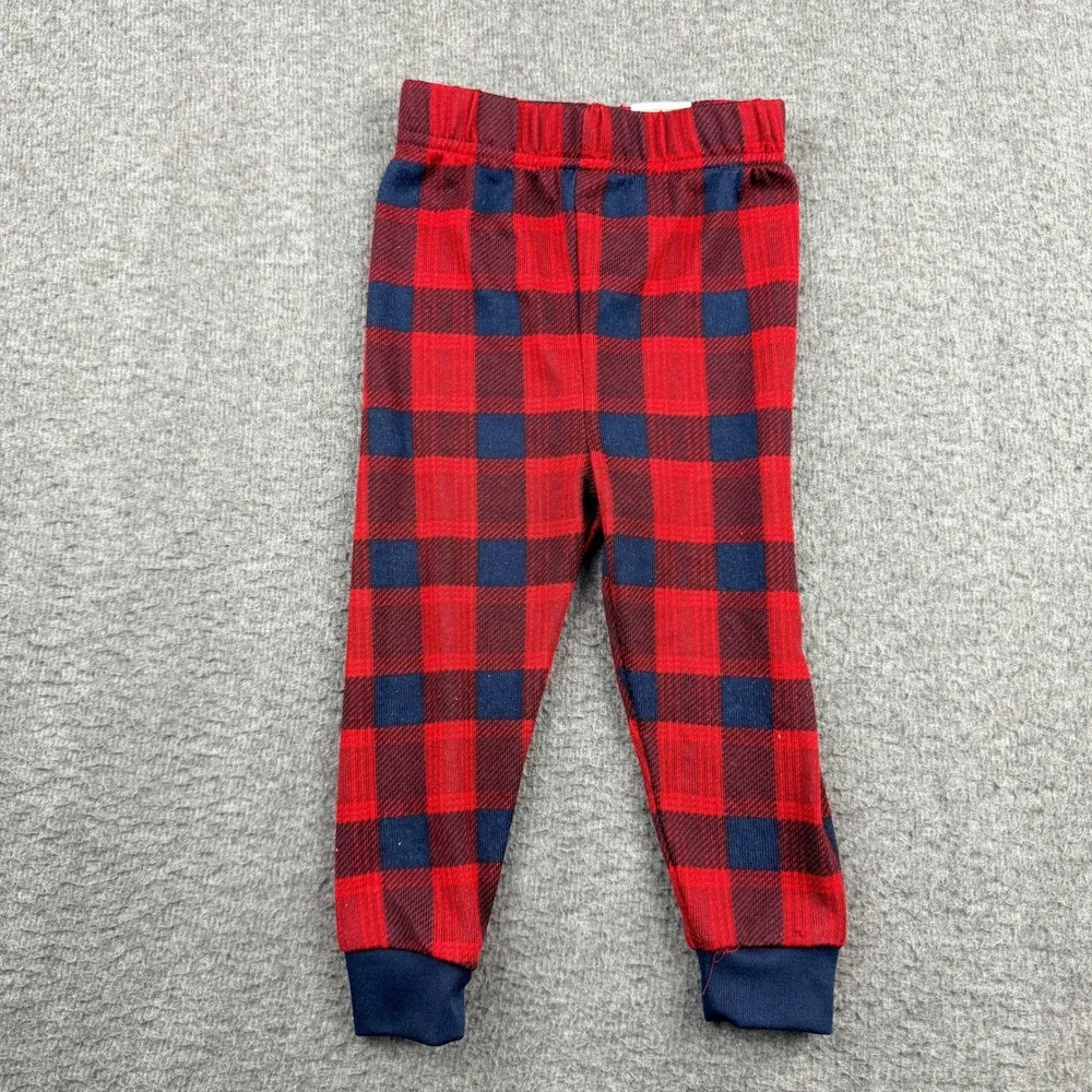 Dearfoams Toddler Boys Girls Red Navy Buffalo Plaid Pajama Pants Sz 2T DF44950SD